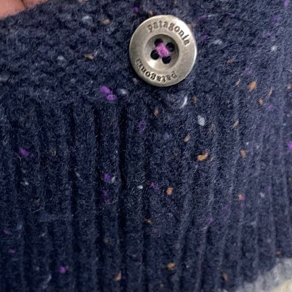 Patagonia Ranchito Hoodie Womens M Blue Flecked Knit Henley Sweater Pullover - Picture 7 of 14
